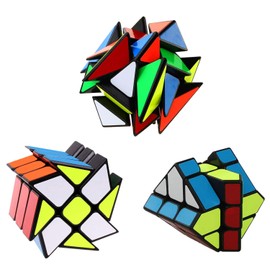 Speed Cube Set Ahyuan 3 Pack Magic Speed Puzzle Bundle 3x3x3 YJ Windmill Yongjun Axis V2 YJ Fisher Toys 3x3 Sturdy and Smooth Speed Cube Puzzles Toy for Kids and Adults