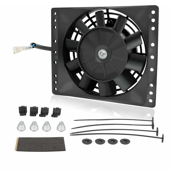 6'' Inch Small Slim Push Pull Electric Cooling Fan 650CFM Radiator Oil Cooler Mount Kit Universal Black