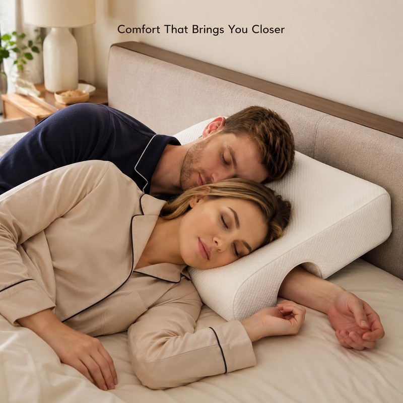 Couple Memory Foam Pillow with Arm Channel Side Sleeper Neck