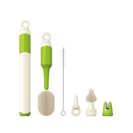 Baby Bottle Brush Set for Baby Bottles, 5 Cleaning Tools with Silicone Bottle and Nipple Brush Heads, Straw Brush, Detail Brush, Cup Rim Cleaner, Inte