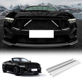 KUNGKIC For 2024 2025 Mustang Grill Inserts Trims ABS V Brace Stripes Wrap Covers Exterior Car Accessories (White)