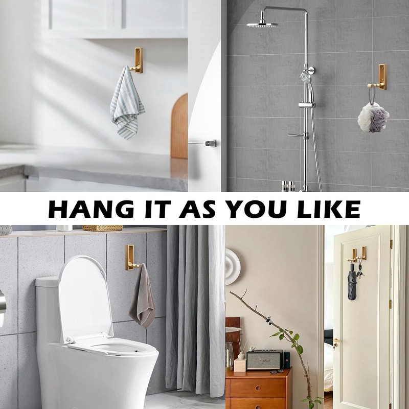 atnayo 2 Packs Door Hooks, Folding Wall Hook, Robe &