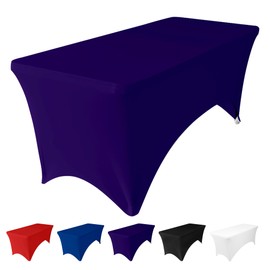WedDecor Rechteckige Tischdecke, Spandex, dehnbar, für Hochzeit und Veranstaltung, Weihnachten, Party, Bankett, Terrasse, Verkäufer, Tischdekoration, 183 cm, Dunkelviolett, 1 Stück