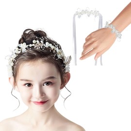 (2-piece set) Hair Ornament, Wedding Headdress, Garland, Hair Band, Bracelet, Weddings, Parties, School Entrance Ceremonies, Graduation Ceremonies, Recitals