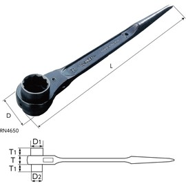 Super RN1214 Double-ended Ratchet Wrench (Claw Type), Hex Opposite Side: 0.5 x 0.5 inches (12 x 14 cm)