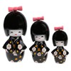 lachineuse 3 Japanese Kokeshis Dolls - Design and Black Hue,
