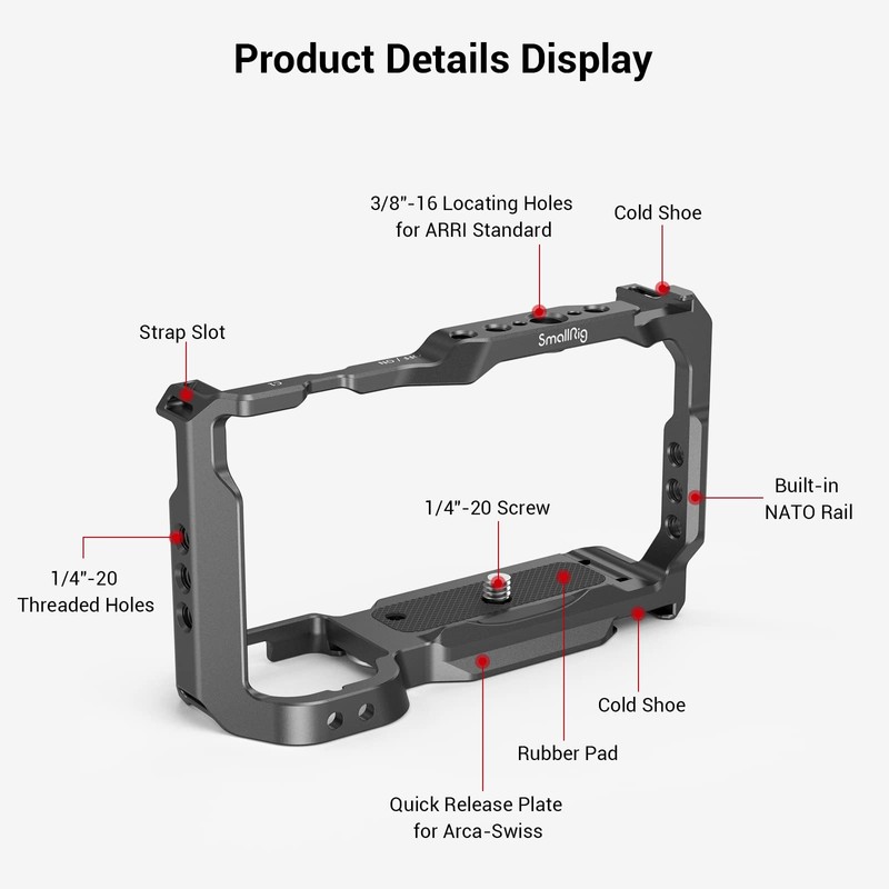SmallRig Cage with Built-in Quick Release Plate for Arca-Swiss and