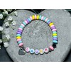 Majas Perlen Armband mit Namen Polymer Pastell Candy Silber oder
