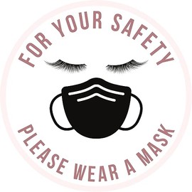 for Your Safety Lash and Mask Display Sticker Black