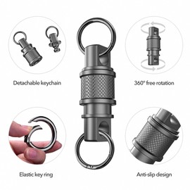 AXKYPRO Titanium Colour Quick Release Keychain, Pull-Off Detachable Keychain, Car Key Holder, Men's & Women's Pull-Off Keyring (Titanium colour), Titanium Colour 1 Pack, Small