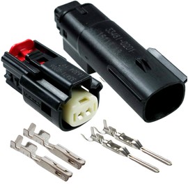 Molex Black 2 Pin Male and Female Wire Connector, Harley Waterproof, Sealed Kit, MX150 w/CPA