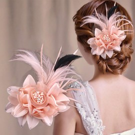 JKQBUX Multi-function Feather Flower Brooch Pins & Hair Clips for Women Girls Corsage Brooch Party Ceremony Accessories Dance Banquet Pins Headdress