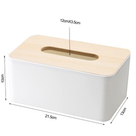 Tissue Box with Bamboo Lid, Tissue Box Holder, Rectangular Tissue Dispenser Box for Bathroom, Kitchen, Living Room, Office, Car, 21x13x10cm (Black)