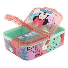 ILS I LOVE SHOPPING School Lunch Box with 3 Compartments Plastic Lunch Box Kids Lunch Box - BPA Free for Minnie Mouse