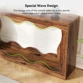 LITTLE TREE 63-Inch Console Table, Chic Design, Sofa Table Behind Couch, Farmhouse Wood Console Table with Build-in Storage Space for Entryway, Living Room, Hallway