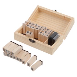 LALAFINA 1 Set DIY Wooden Letter and Number Stamp Set with Ink Pad for Scrapbooking Crafting and Journaling Creative Seals for Adults for Holiday Cards and Crafts