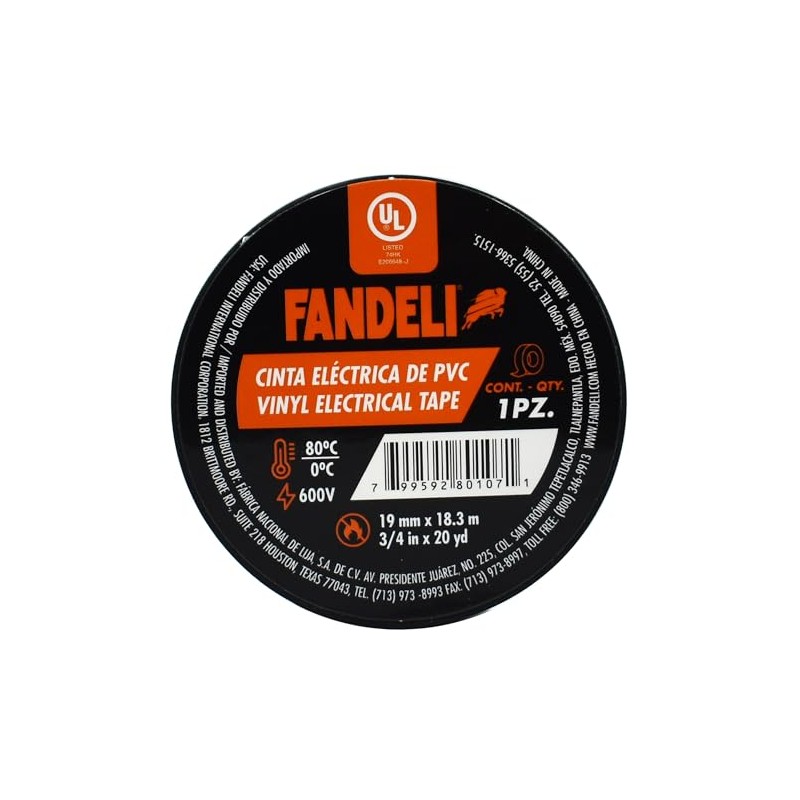 10pz Cinta Aislar Electrica Fandeli Ul 19 Mm X 18.3