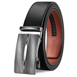 TANGCHAO Belts for Men, Mens Leather Ratchet Belt 1 3/8", Adjustable Belt Fit Everywhere Black Length 115cm