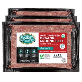 Pederson's Farms, Organic 100% Grass Fed Ground Beef, Whole30 (3 Pack, Use/Freeze) 1lb ea - 85% Lean 15% Fat, Made in the USA