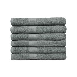 Linteum Textile 6 Piece Towel Set, 20x40 Inch, 100% Cotton Premium-Quality Hair Towels, Salon, Spa, Pool and Gym Towels 16s Ring Spun Quick Dry Fresh & Fluffy Absorbent and Plush, Grey