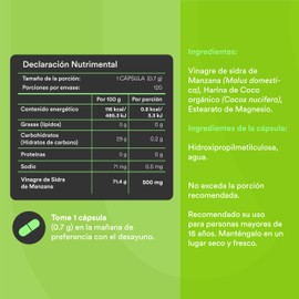 WU Nutrition® MANZANITA | Vinagre de Sidra de Manzana | 120 cápsulas