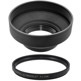 52MM UV Filter + 52mm Rubber Lens Hood for Nikon AF-S DX Nikkor 18-55mm f/3.5-5.6G VR II, 52 mm Ultraviolet Filter & 52 mm Lens Hood
