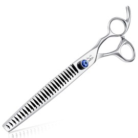JASON 8" 26 Tooth Chunkers Shears for Dogs Ergonomic Cats Grooming Scissors Texturizing Blending Thinning Shear Pets Trimming Kit with Offset Handle Sharp Comfortable Scissor