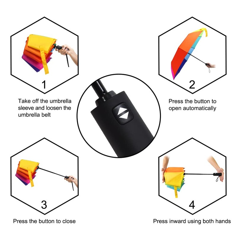 LEAGERA Rainbow Umbrella for Adults - 2 Pack, Smal Travel