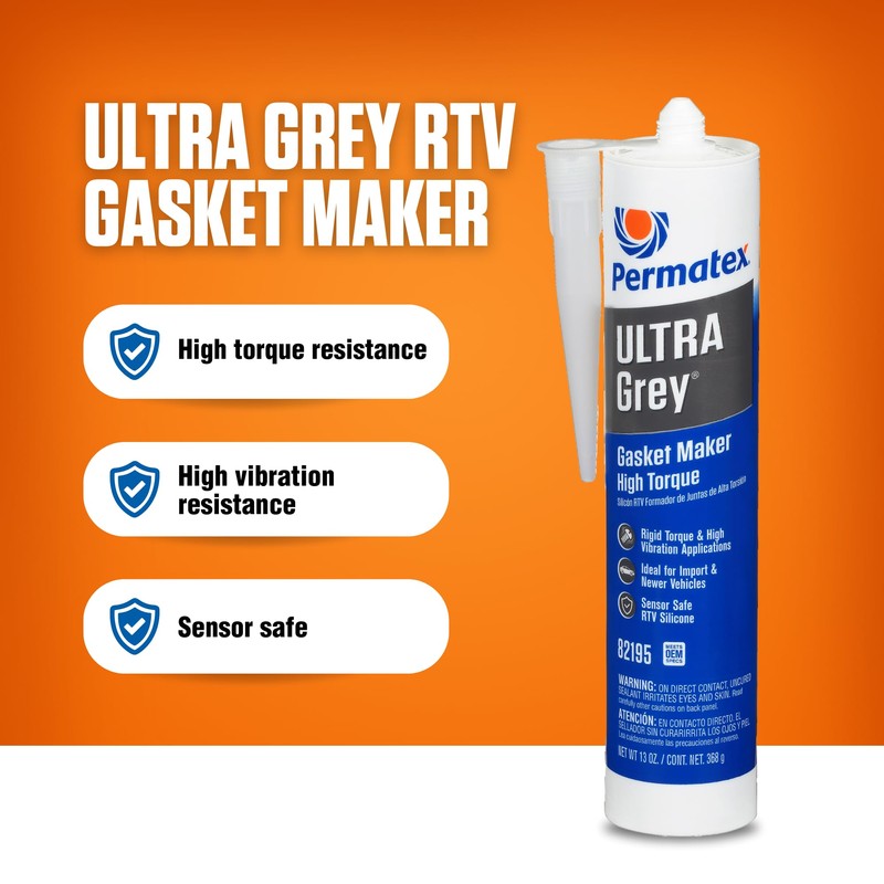 Permatex 82195 Ultra Grey Rigid High-Torque RTV Silicone Gasket Maker,