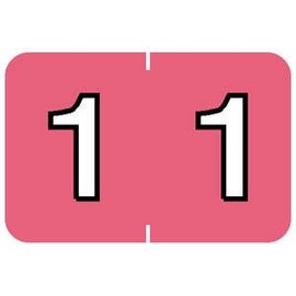 Tabbies Barkley NBKM Compatible 71600 Numeric Labels, Pink #1", 1" H x 1-1/2"W, Wrap-Around Design, Filing Color Code System, 252 Labels Per Pack (71601)