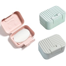 Pack of 3 Soap Boxes, Waterproof Travel Soap Box, Square Soap Box, Plastic Soap Box, Solid Soap Box, Small Travel Soap Box, for Home, Bathroom, Hiking, Travel