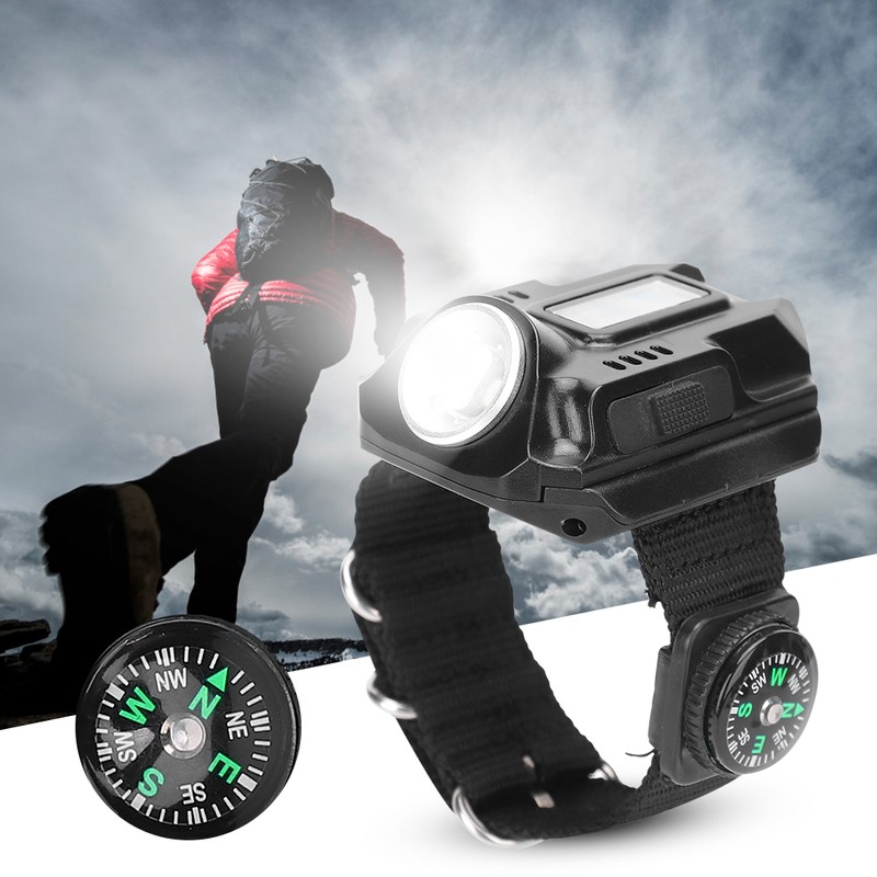 Wrist LED Light Hand Flashlight with Display Electronic Watch MultiFunctional