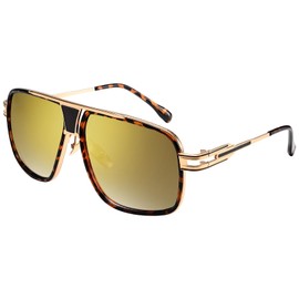 Dollger Square Aviator Polarized Sunglasses for Men Fashion 70s Disco Sun Glasses Cool Designer Sunglasses Shades