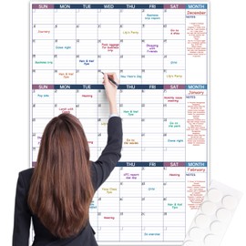 Large Dry Erase Calendar for Wall - Undated 3 Month Wall Calendar, 28" x 40"(Vertical), Erasable & Reusable Laminated Calendar Max with 10 Round Stickers, Wall Calendar Dry Erase for Home, Office , Classroom