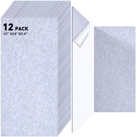 12 Pack Large Acoustic Panels, 47 x 24 x 0.4 Inch Self-adhesive Sound Absorbing Panel for Studio Home Office(Gray)