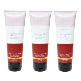 Generic Bath and Body Work Men's Collection ROSEWOOD & SMOKE Ultimate Hydration Body Cream Value Pack - Lot of 3 - Full Size, red