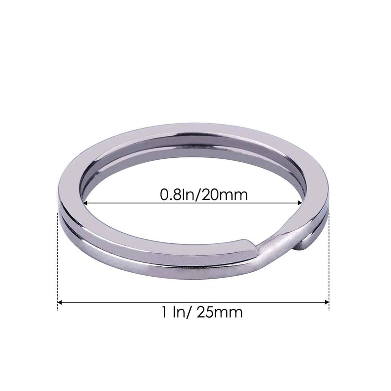 HeeYaa 10 Pieces of 1-inch Flat Key Rings - Metal