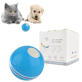 Cdipesp Automatic Active Rolling Ball for Cats, Self Moving Interactive Dog Toys for Boredom, Wicked Ball for Small Dogs/Cats with LED Lights, USB Rechargeable(Blue)