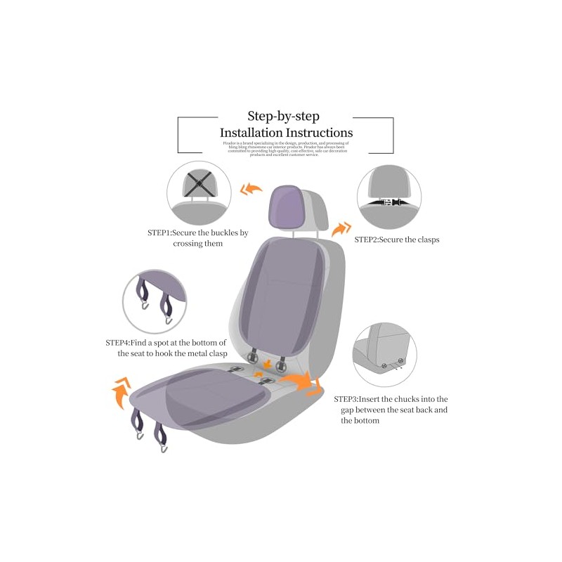 Pirador Luxury PU Leather Car Seat Cover Protector Bling Rhinestones