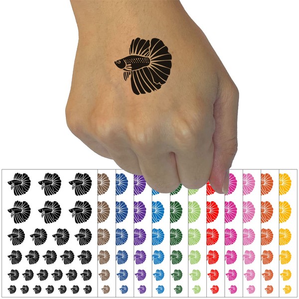 Siamese Fighting Fish Betta Splendens with Large Fins Temporary Tattoo