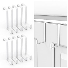 Over The Door Hooks 10 Pack, Z-Shaped Door Hanger Hook Fits The 1 3/8” and 1 3/4” Door Widths, Reversible Sturdy Metal Over Door Hooks for Hanging Clothes, Coats, Towels and Shoe Organizers (White)