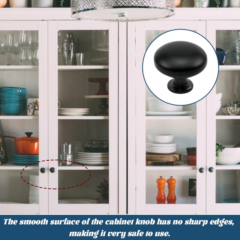 hioseyre 4-Pack Round Black Drawer Knobs - Aluminum Alloy Cupboard