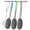3-Pack Steel Wool Scrubber with Long Handle, Kitchen Dishwashing Pot