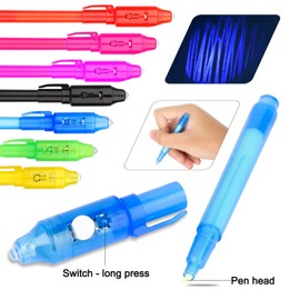 Invisible Ink Pen, MOKIU 14pcs Highlighter Pens Marker with UV Light Secret Message Pens for Kids Party Favors
