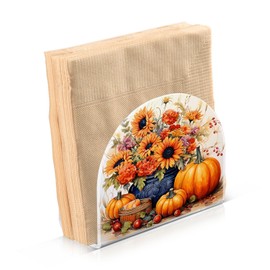 Napkin Holder Sunflower Pumpkin Crystal Clear Acrylic Napkin Holders, Paper Napkin Holder Dining Table Dispenser for Kitchen Restaurant Home Decor Bar Accessories