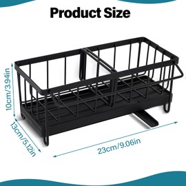 Mooshy Sponge Holder for Kitchen Sink Organiser, Stainless Steel Sink Caddy with Self-Draining Drain Tray for Dish Dishcloth Rags Brush Soap Scrubber (Black)