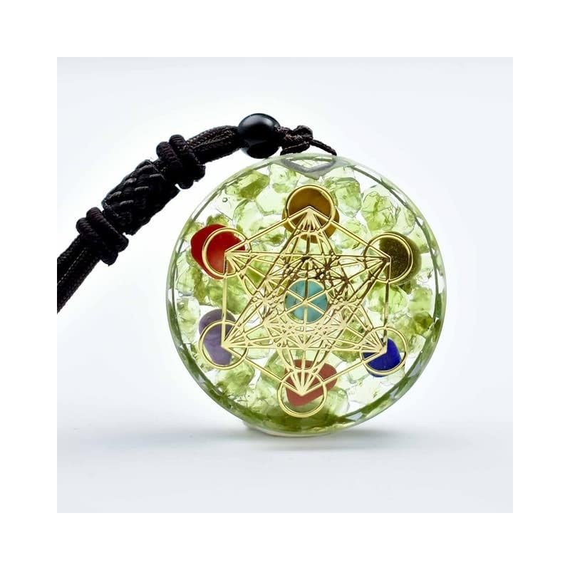 KETLIXS Orgone Metatron Cube, Green Chakra Necklace and Orgone Sri
