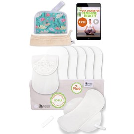 Waschbare Slipeinlagen Bio Baumwolle mit rutschfester Druck; 7-Pack (M) Premium Linie wiederverwendbare Stoff Slipeinlagen Baumwolle für Ausfluss; Slipeinlagen waschbar dünn für sorgenfreie jeden Tag