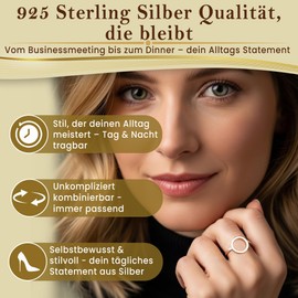 Cassini Ring with Circle of Life Made of 925 Sterling Silver, Narrow and Polished Women's Ring 3RAH, Sterling Silver