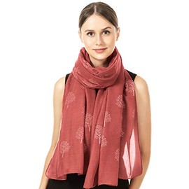 World of Shawls Mulberry Tree Scarf Shawl Wrap Soft Warm (Rust - Stitched Ends)